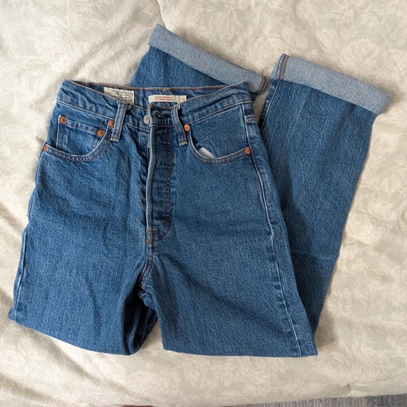 Classic Blue High-Waist Straight Leg Jeans - Picture 3 of 3